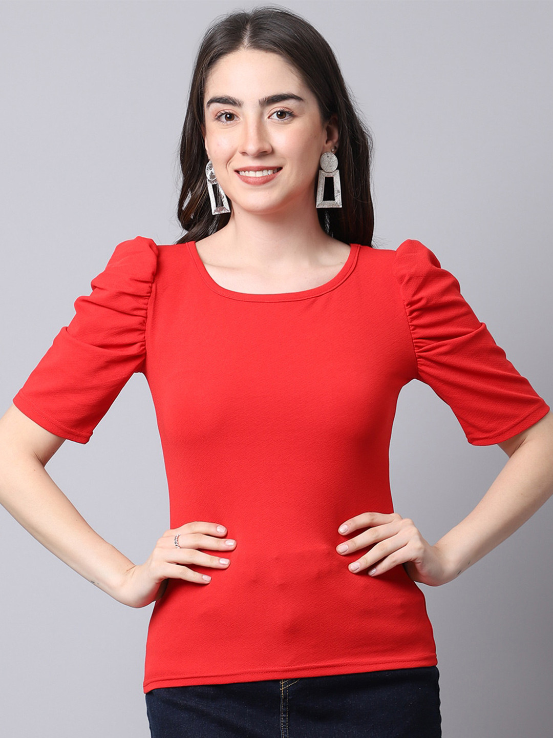 Sugathari Puff Sleeves Regular Top