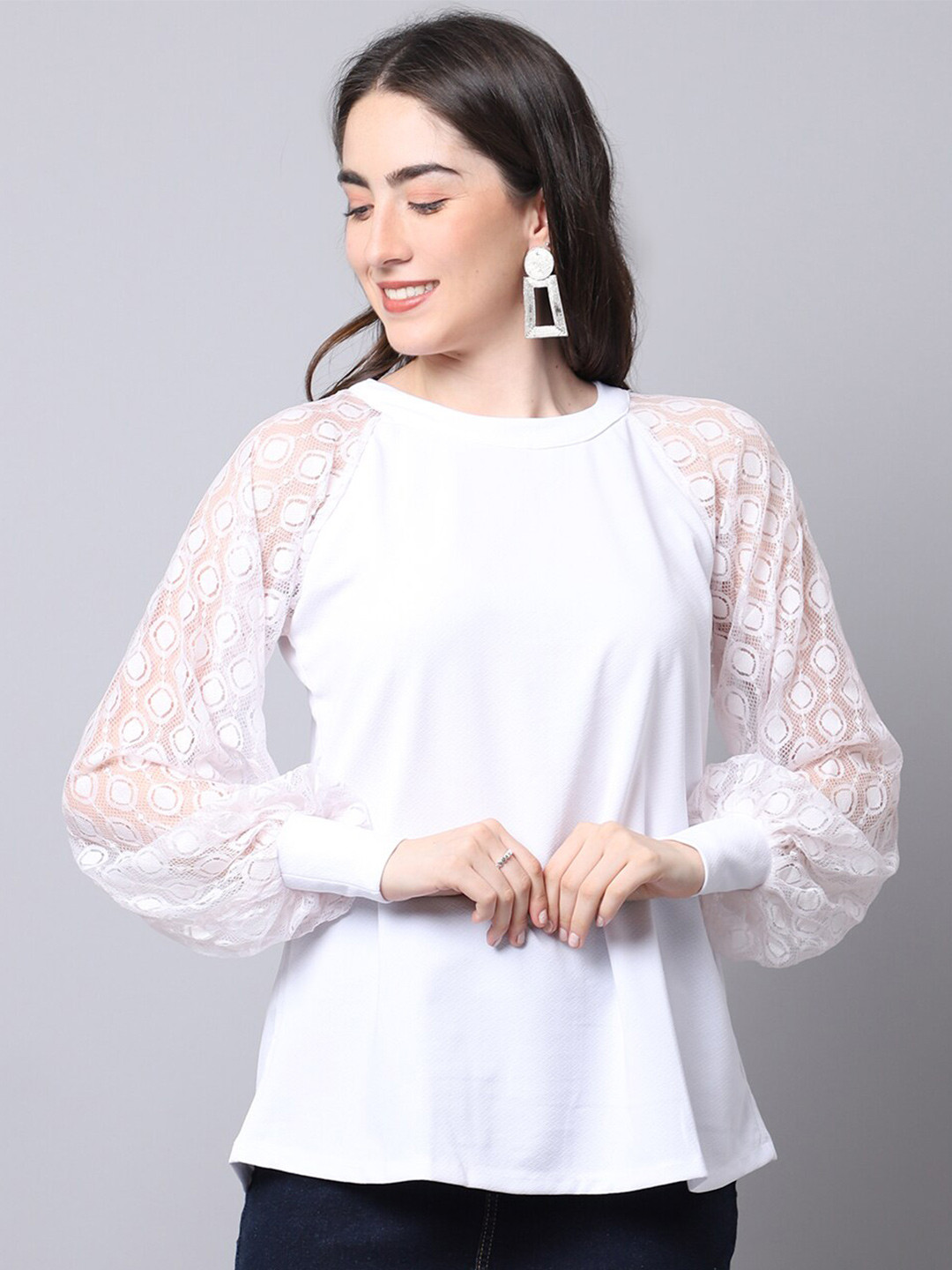 Sugathari Puff Sleeves Sheen Top