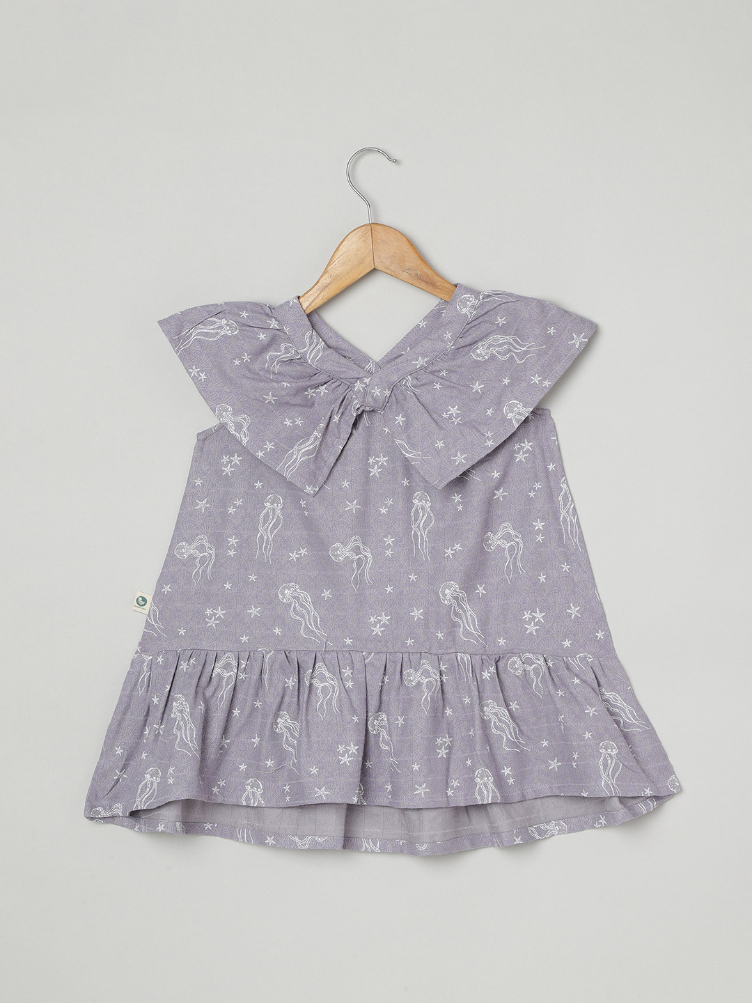 cocoon care Girls Conversational Printed Above The Keyboard Collar Bamboo A-Line Dress