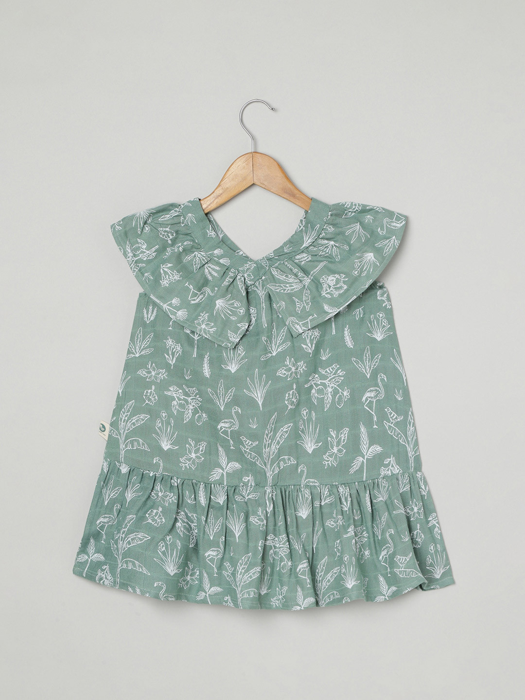 cocoon care Girls Conversational Printed V-Neck Gathered A-Line Mini Dress