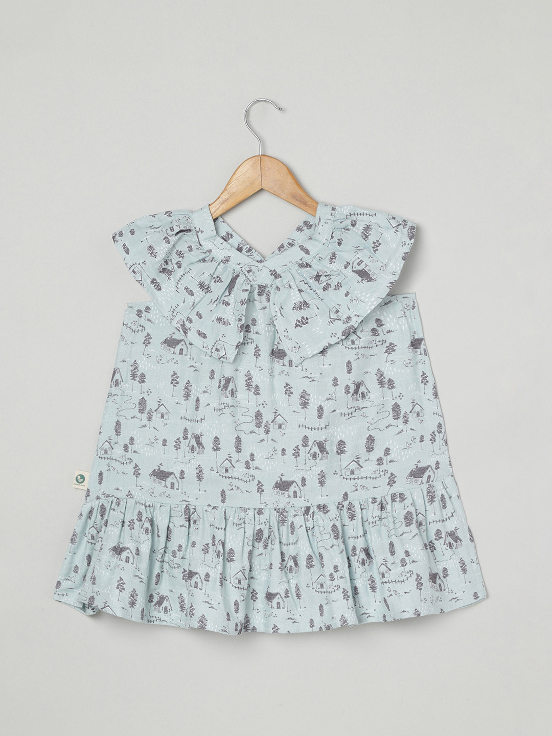 cocoon care Girls Conversational Printed Above The Keyboard Collar Bamboo A-Line Dress