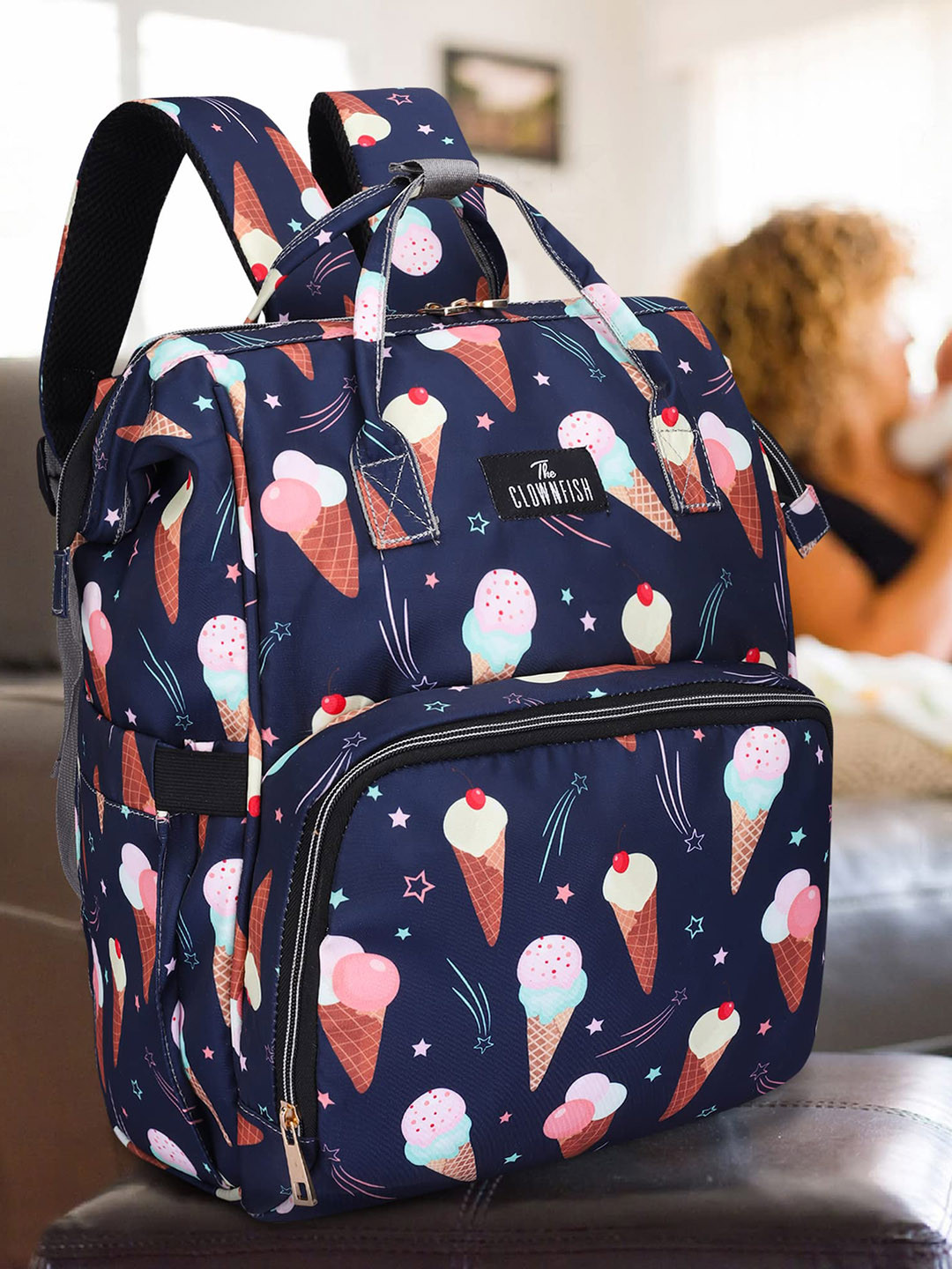 THE CLOWNFISH Baby On Board Printed Lightweight Diaper Bag