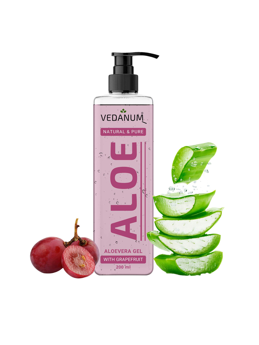 VEDANUM Aloe Natural & Pure Aloe Vera Gel With Grape Fruit For Skin Hydration - 200ml