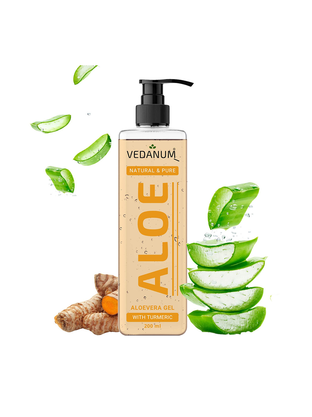 VEDANUM Aloe Natural & Pure Aloe Vera Gel With Turmeric For Skin Hydration - 200ml