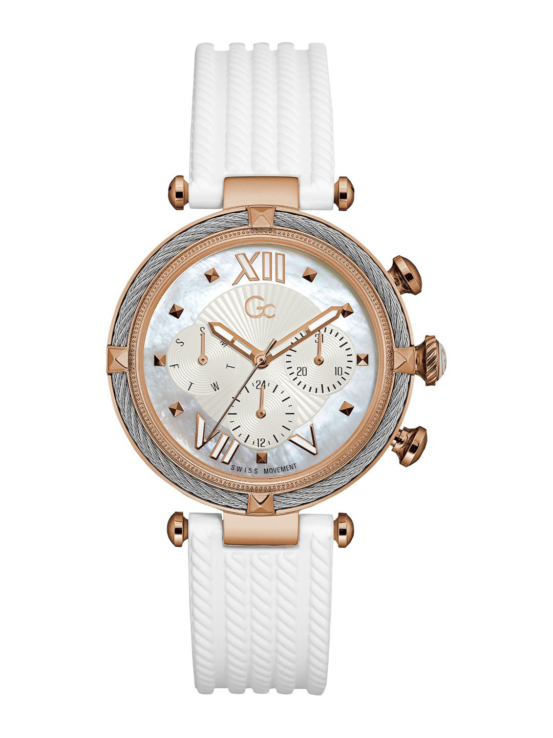 GC GUESS COLLECTION CableChic White Round Dial Women Quartz Analog Watch - Y16004L1MF