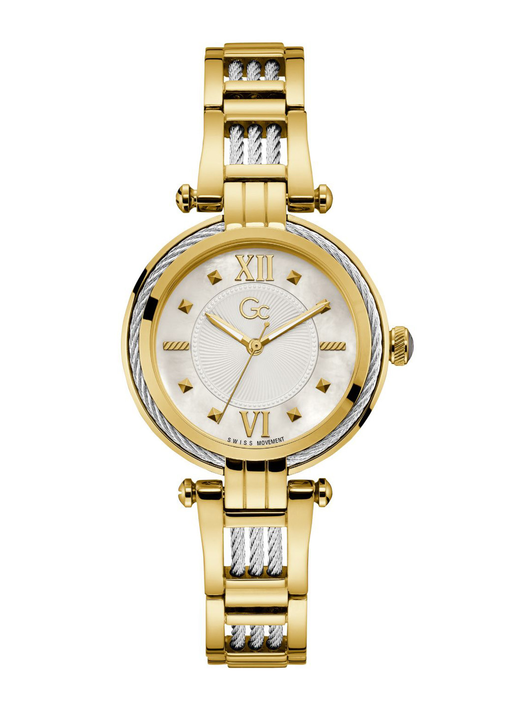 GC GUESS COLLECTION CableBijou White Round Dial Women Quartz Analog Watch - Y56004L1MF