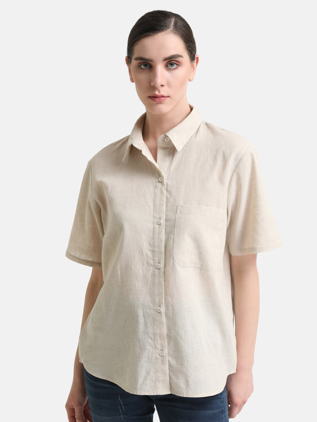 Kazo Classic Boxy Opaque Cotton Casual Shirt
