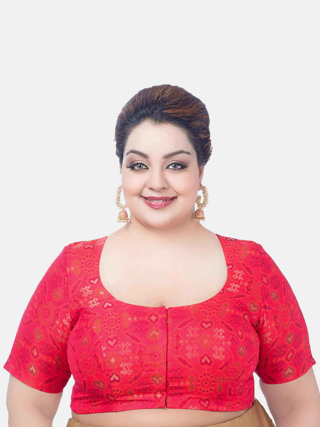 neckbook Printed Plus Size Woven Design Saree Blouse