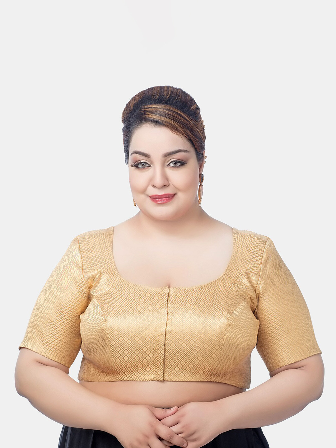 neckbook Plus Size Woven Design Brocade Saree Blouse