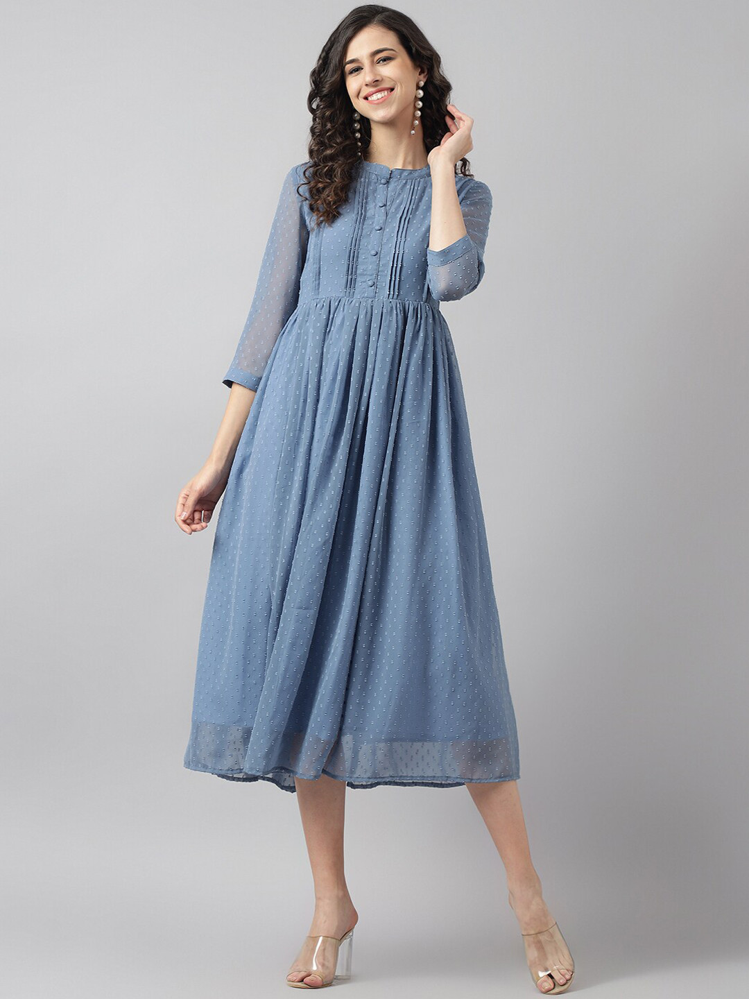 Neemiya Self Design Georgette Dobby Empire Ethnic Dress