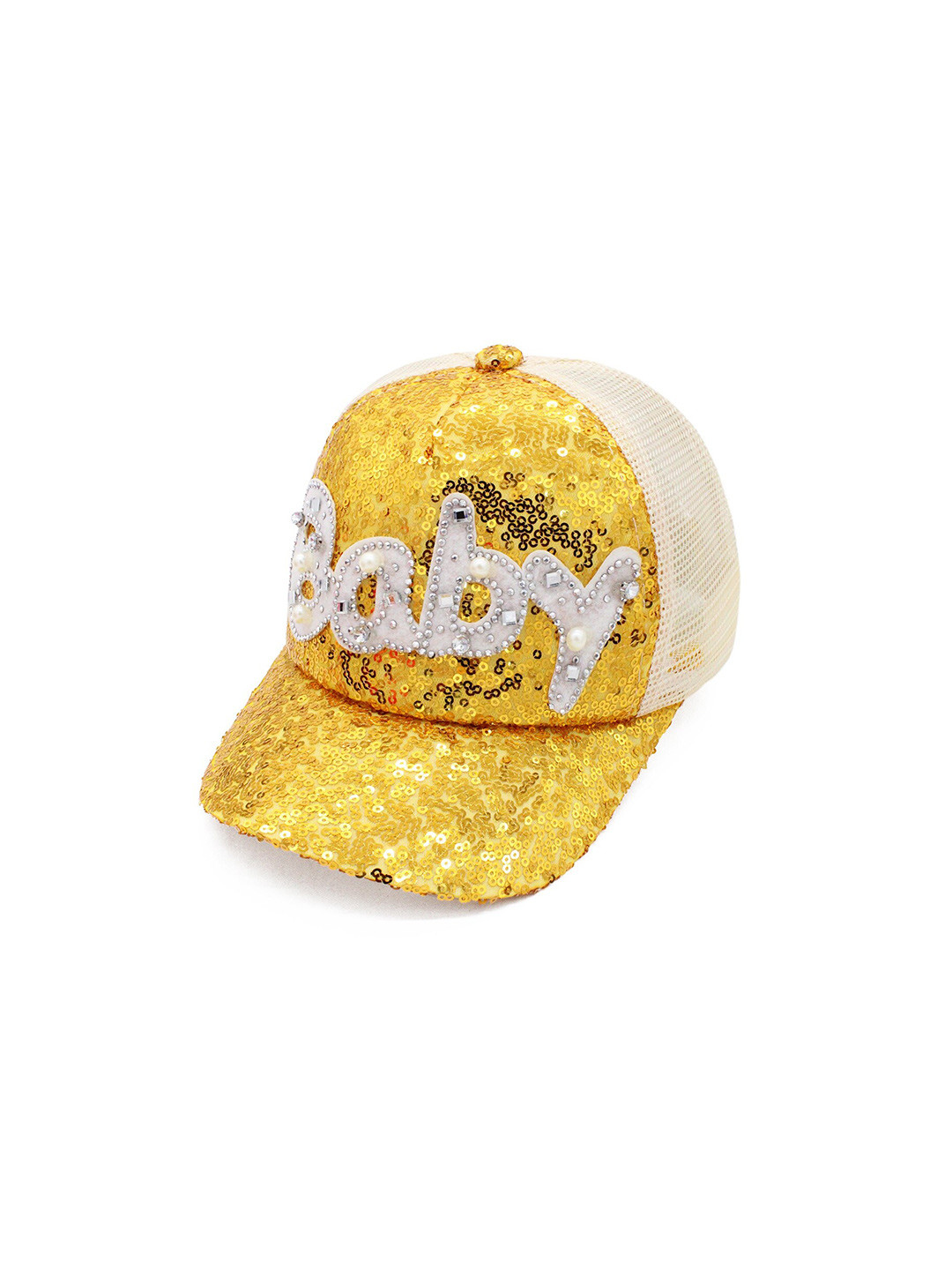 JENNA Boys Gold-Toned & Cream-Coloured Embroidered Baseball Cap