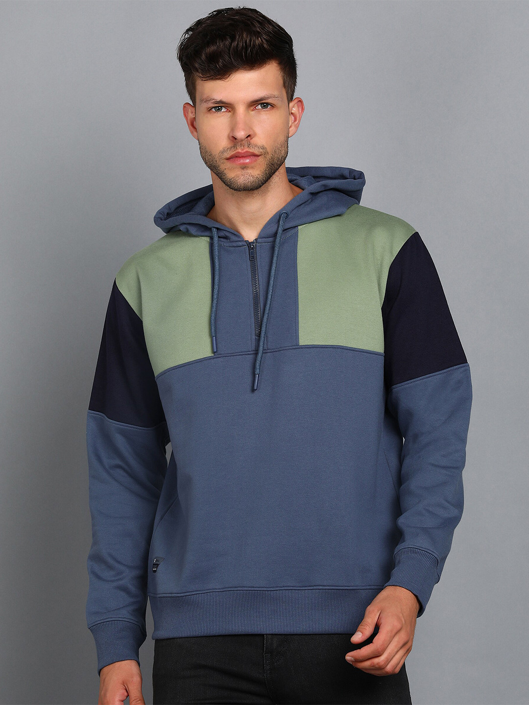Alan Jones Colourblocked Hooded Pullover Sweatshirt