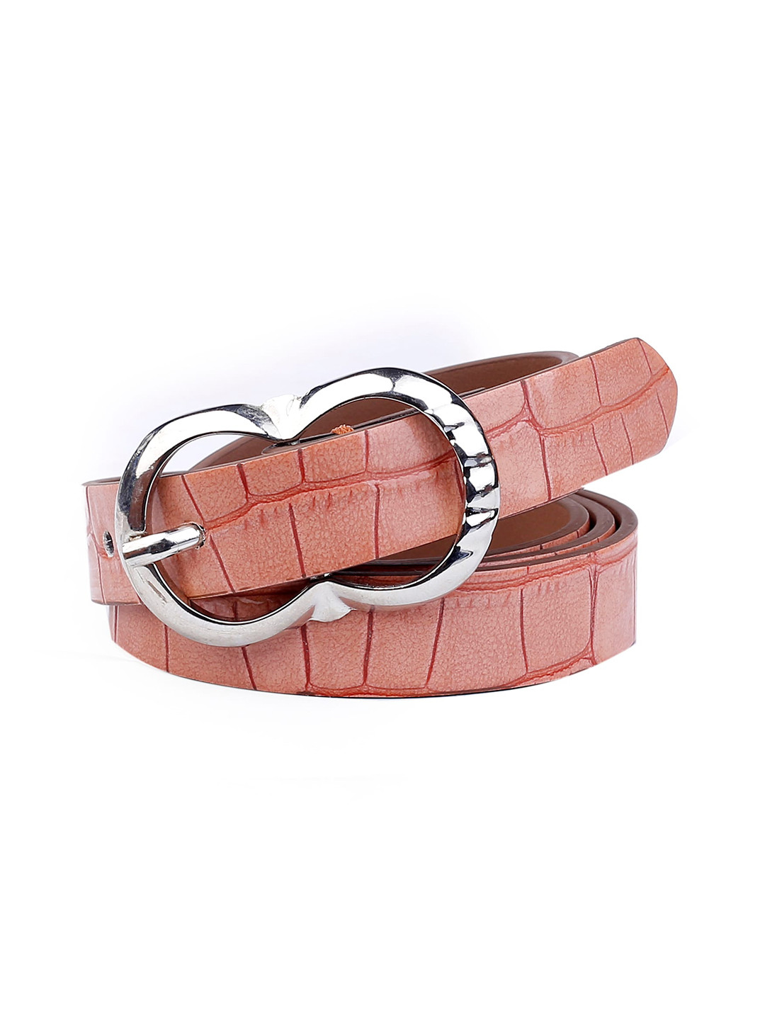 bacca bucci Women Pink Textured Leather Slim Buckle Belt