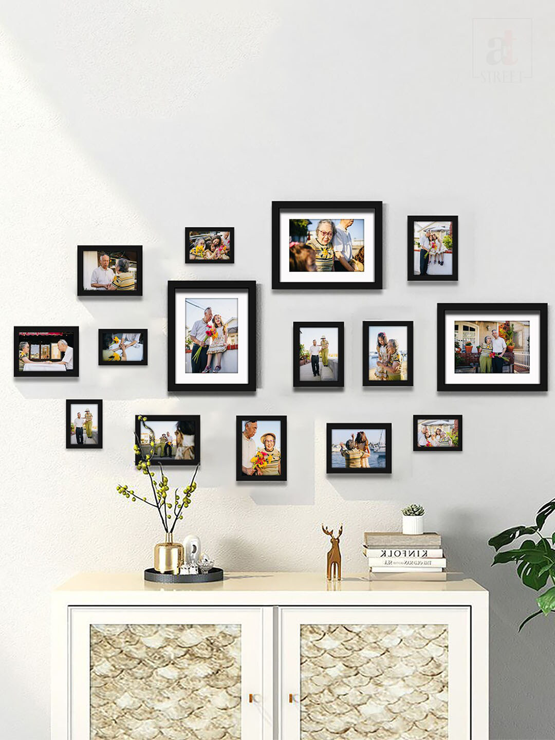 Art Street Black 15 Pieces Wooden Photo Frames