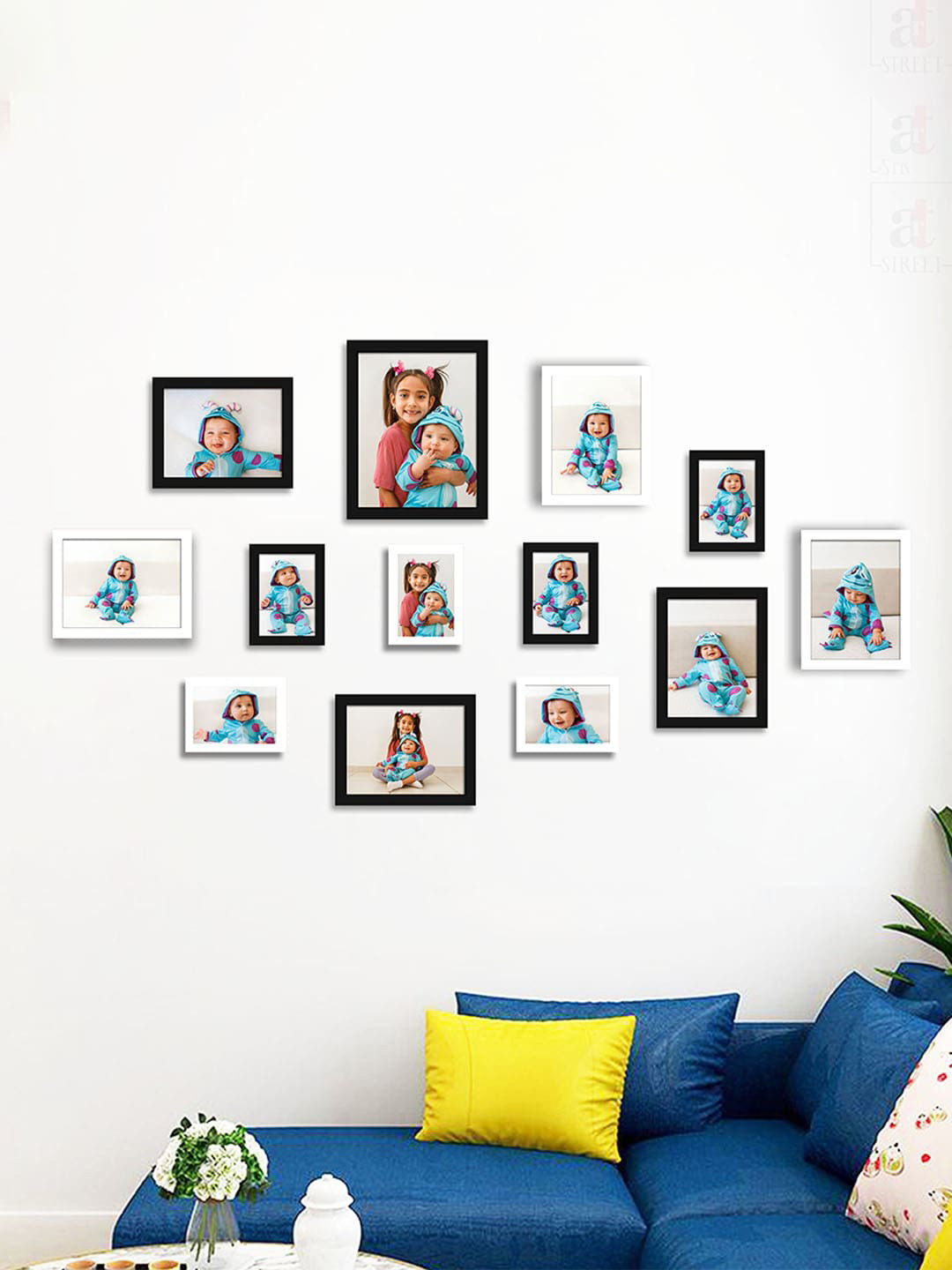 Art Street Black 13 Pieces Printed Wooden Collage Photo Frames