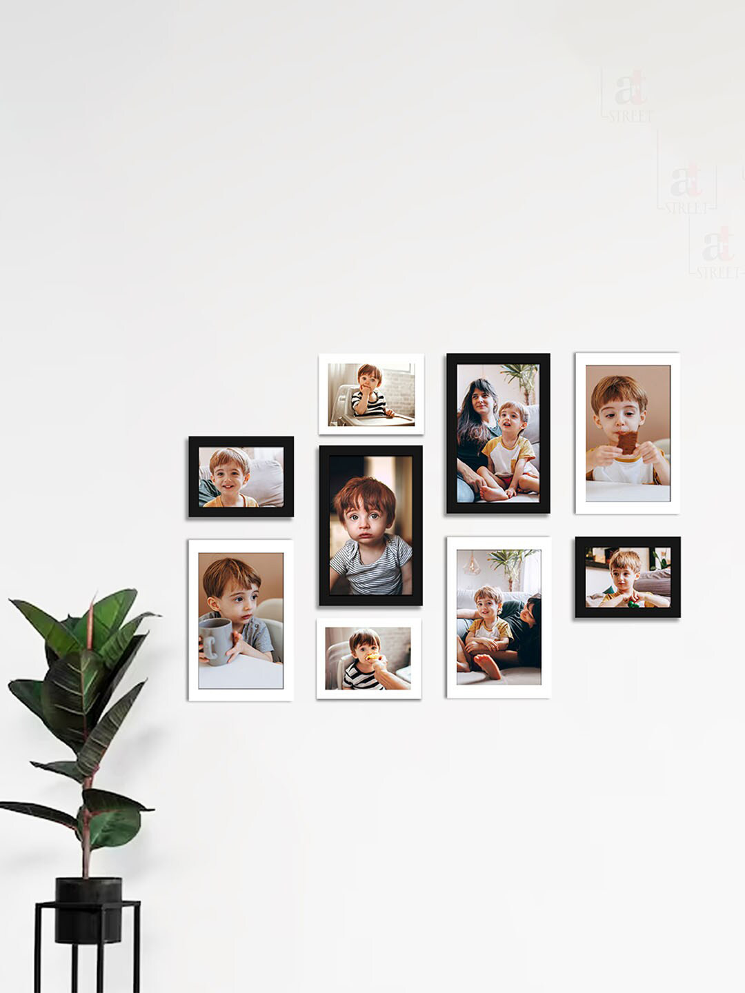 Art Street 9 Pcs Black & White Individual Picture Large Collage Wall Frame Set