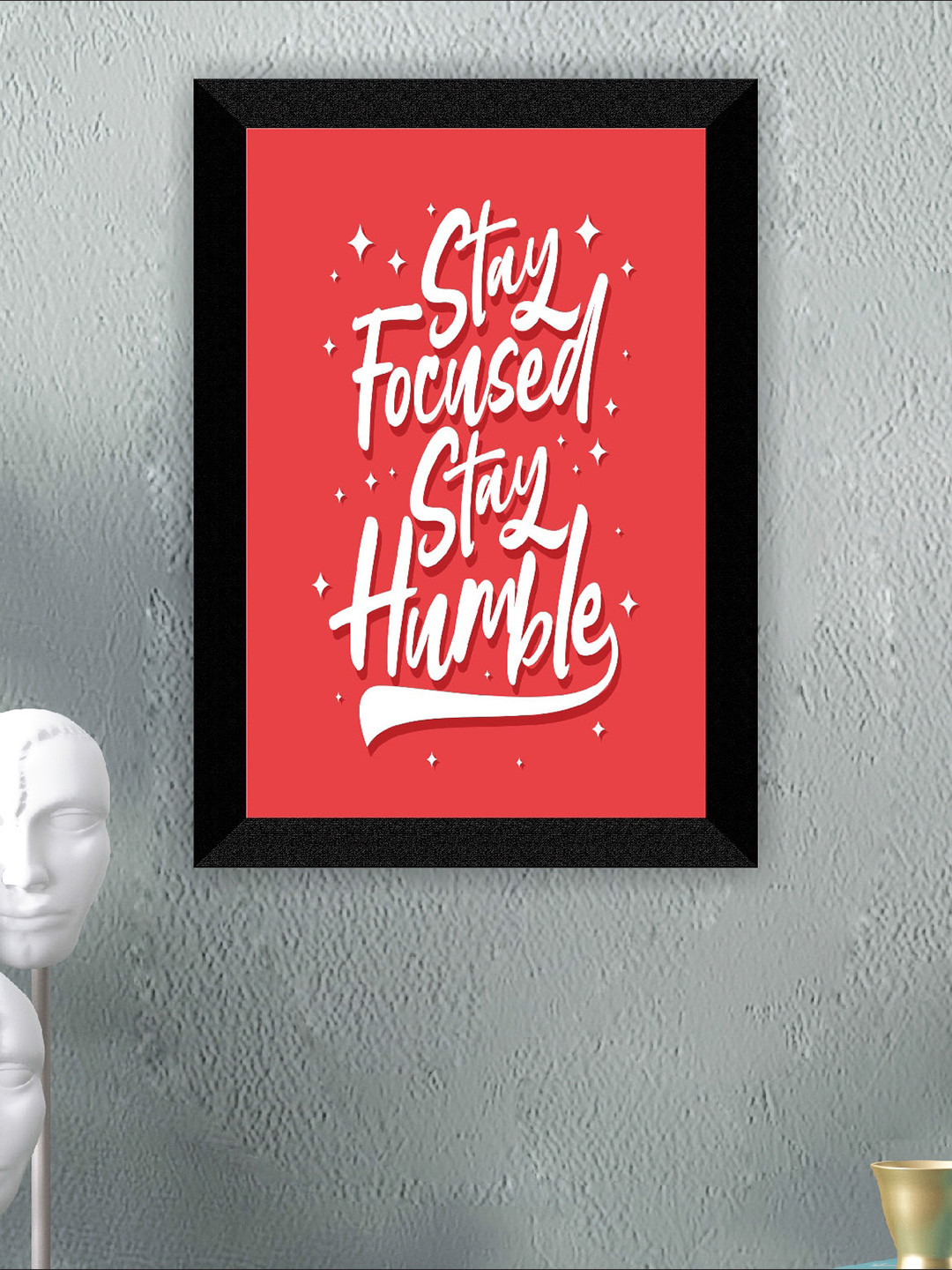 SAF Red & White Motivational Quotes Printed UV Coating Wall Art