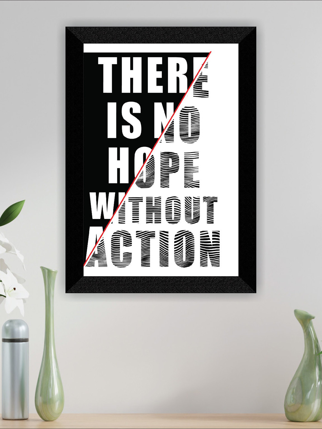 SAF Black Motivational Quotes Painting Framed Wall Art
