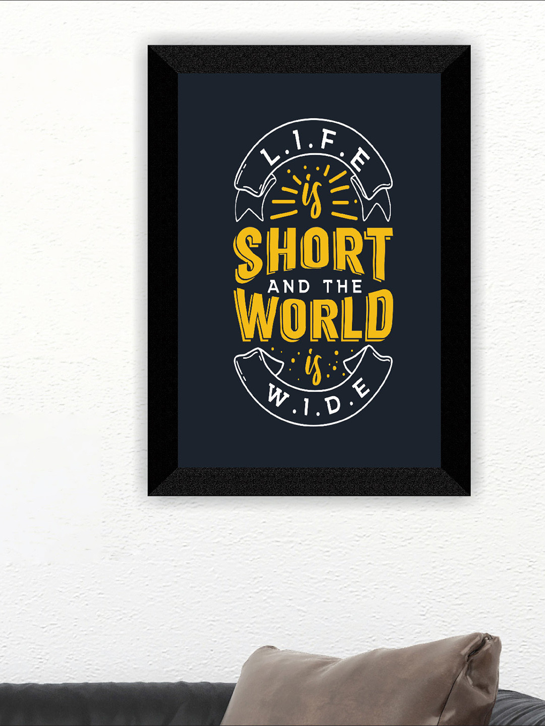 SAF Yellow & Black Framed Motivational Wall Painting
