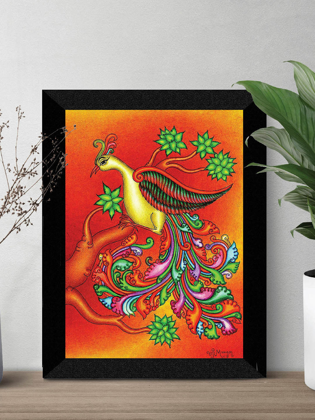 SAF Red & Black Madhubani Painting Wall Art