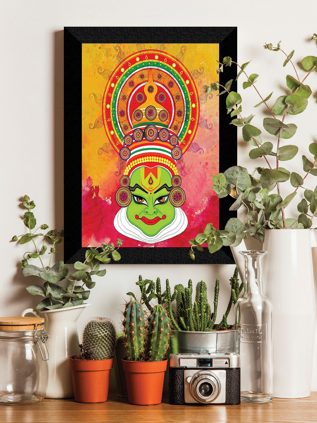 SAF Kathakali Face Canvas Wall Rectangle Paintings Wall Art -11 x 14 In