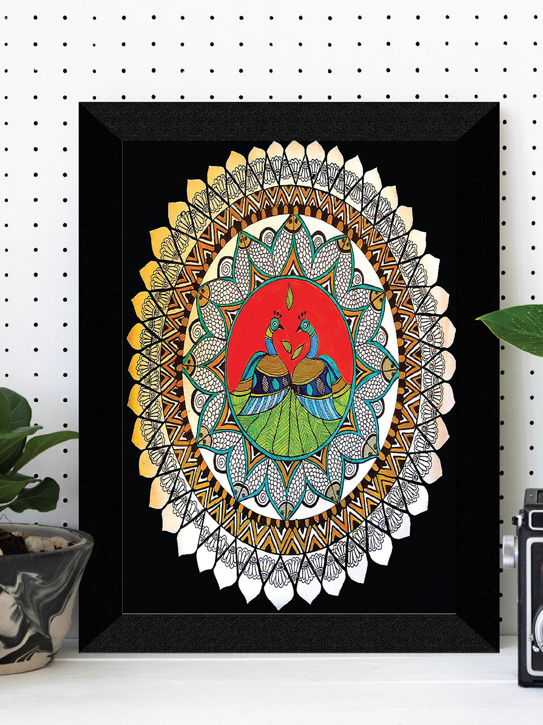 SAF Black & Red  Madhubani Art Painting Framed Wall Art