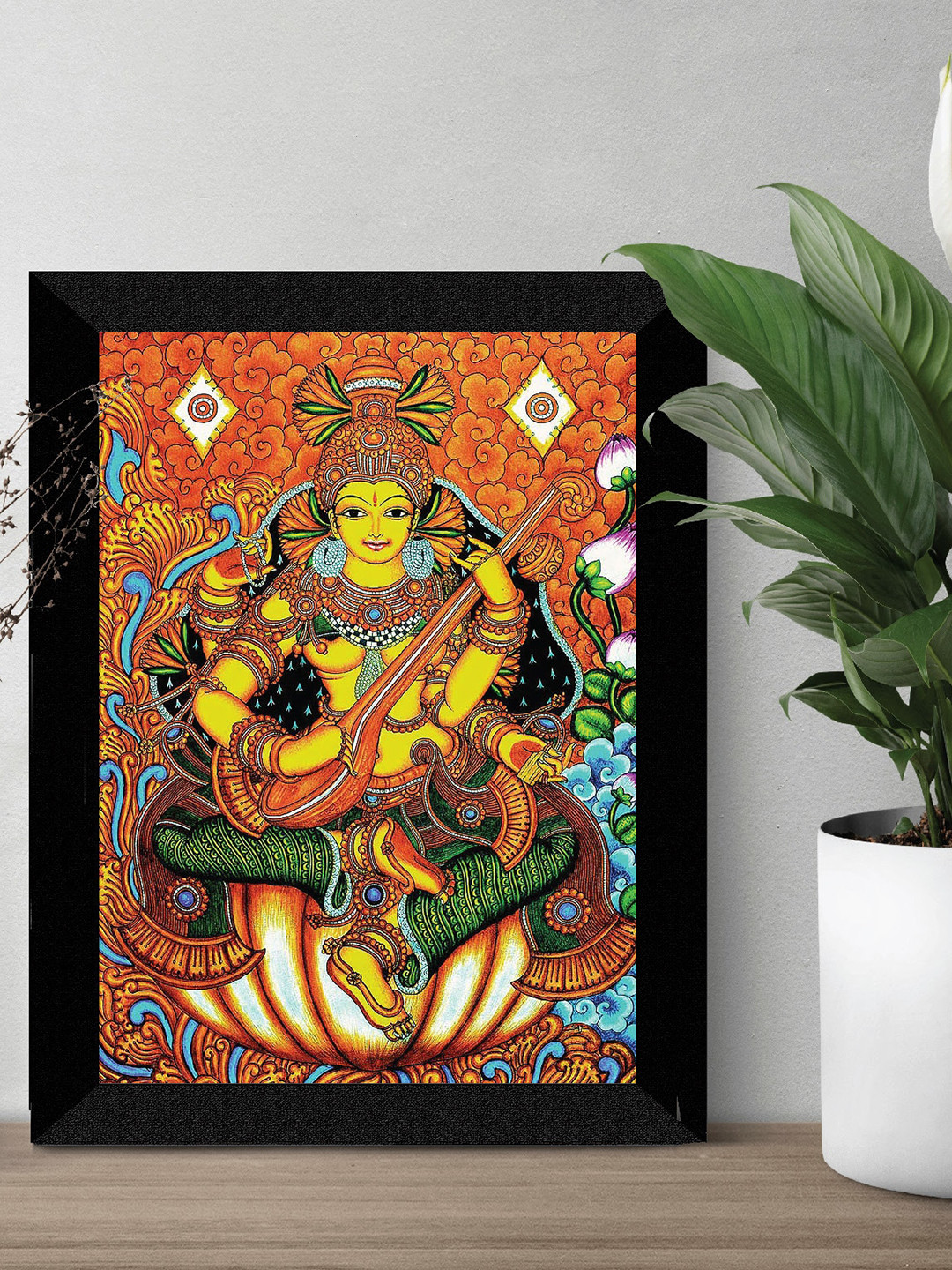 SAF Lordess Saraswati Canvas Wall Living Room Rectangle Paintings Wall Art -14 x 11In