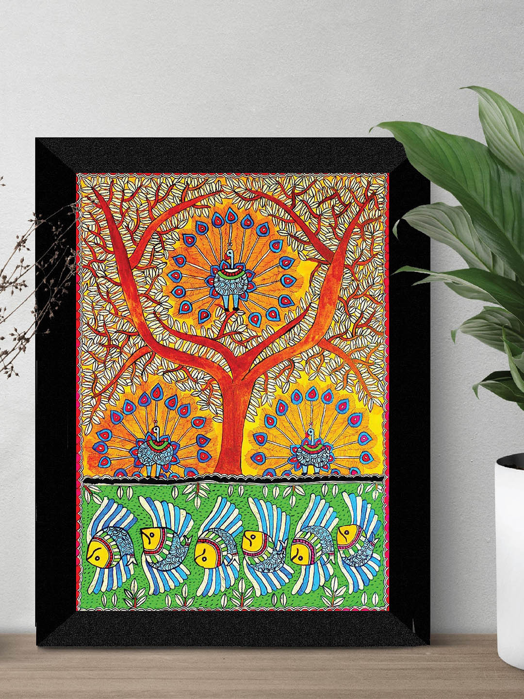 SAF Black & Green Framed Painting Wall Art