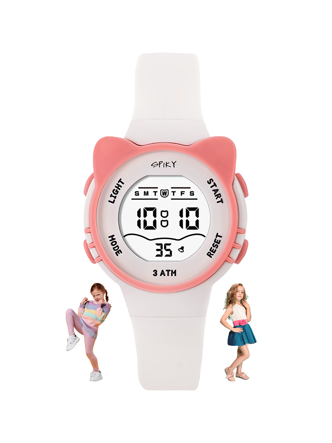 Spiky Unisex Kids Dial & White Straps Digital Multi Function Automatic Watch SPKEVA12_C2_Wht