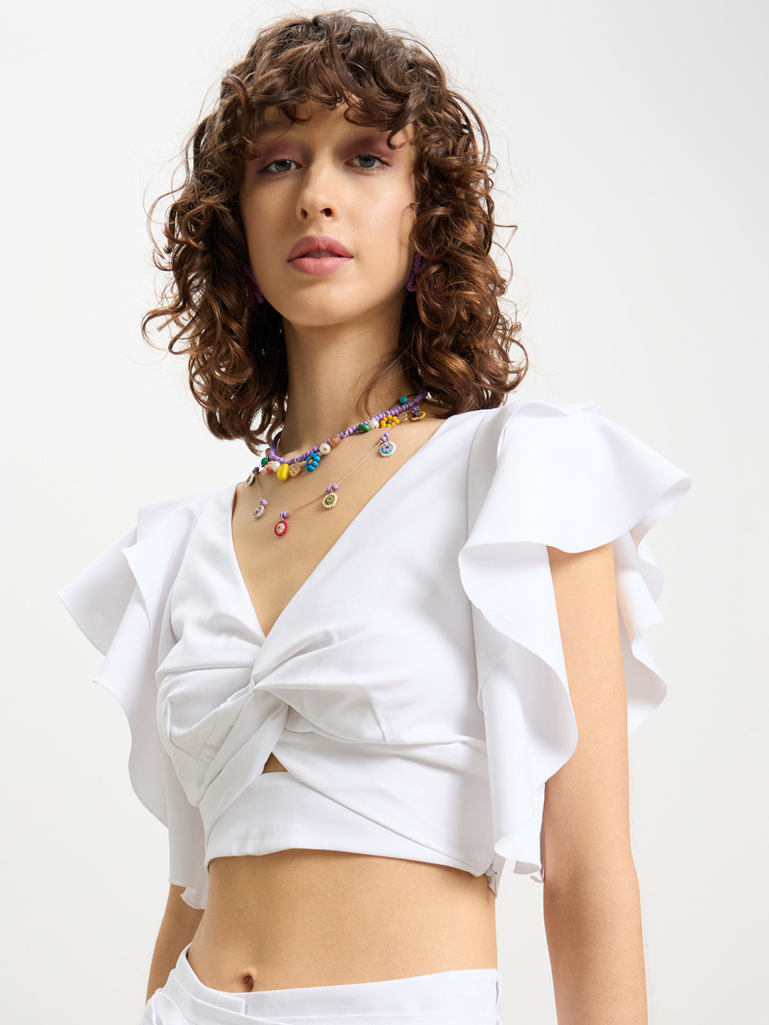 CALLIOPE Flutter Sleeves Crop Top