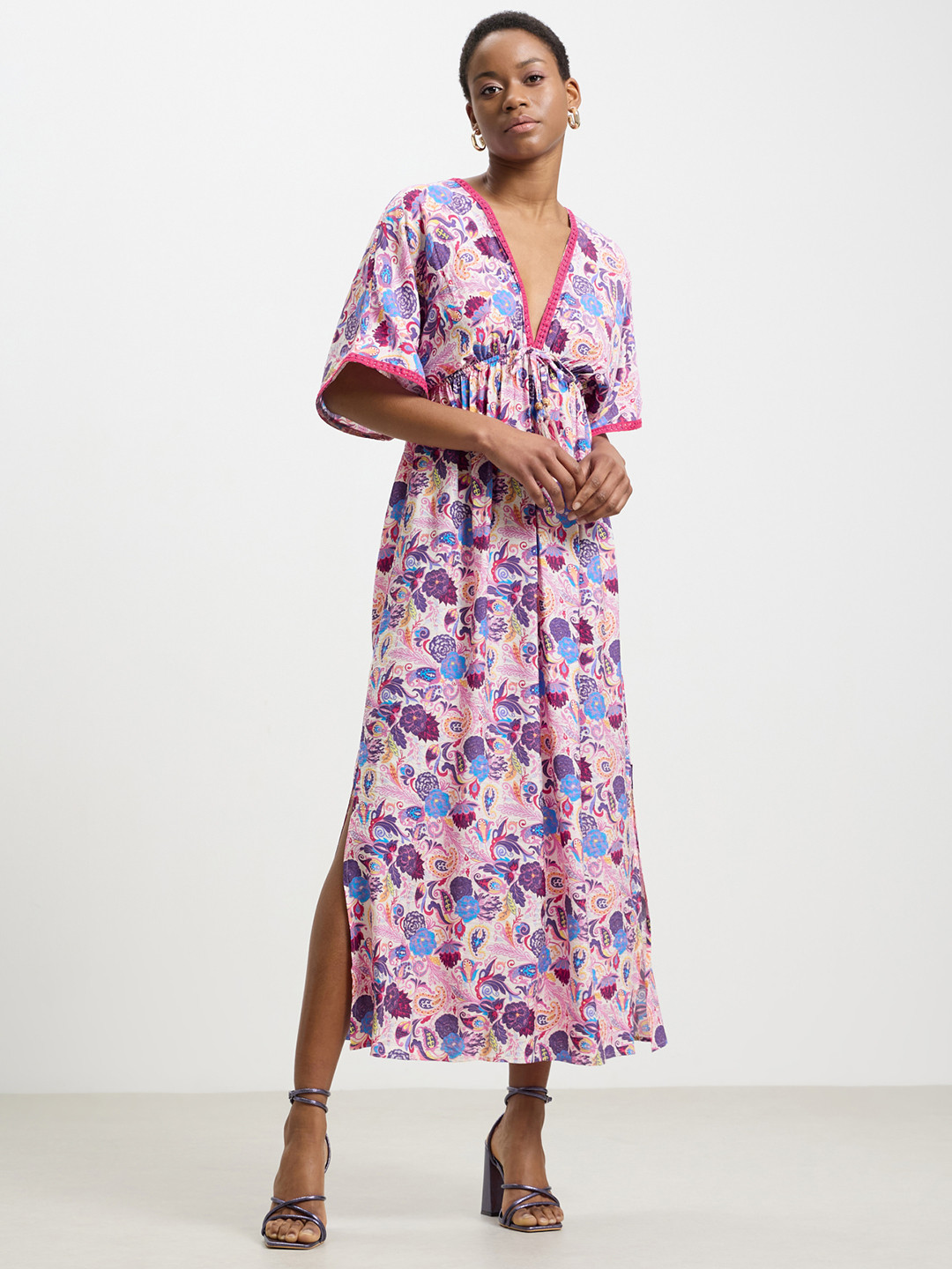 CALLIOPE Ethnic Motifs Print Empire Midi Dress