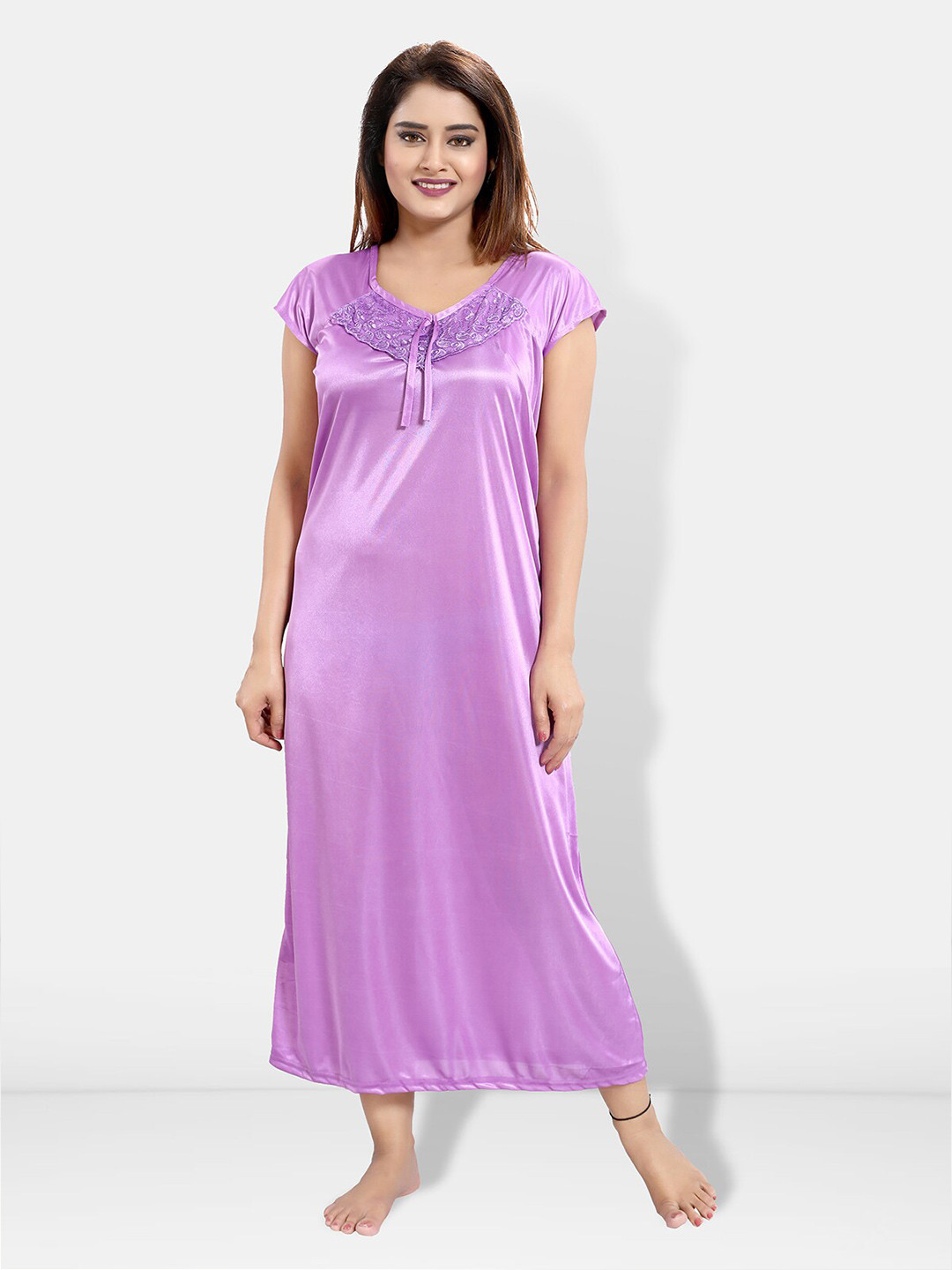 Be You 6 Pieces Satin Maxi Nightwear Set