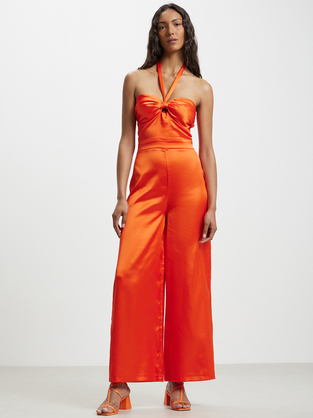 CALLIOPE Halter Neck Satin Finish Basic Jumpsuit