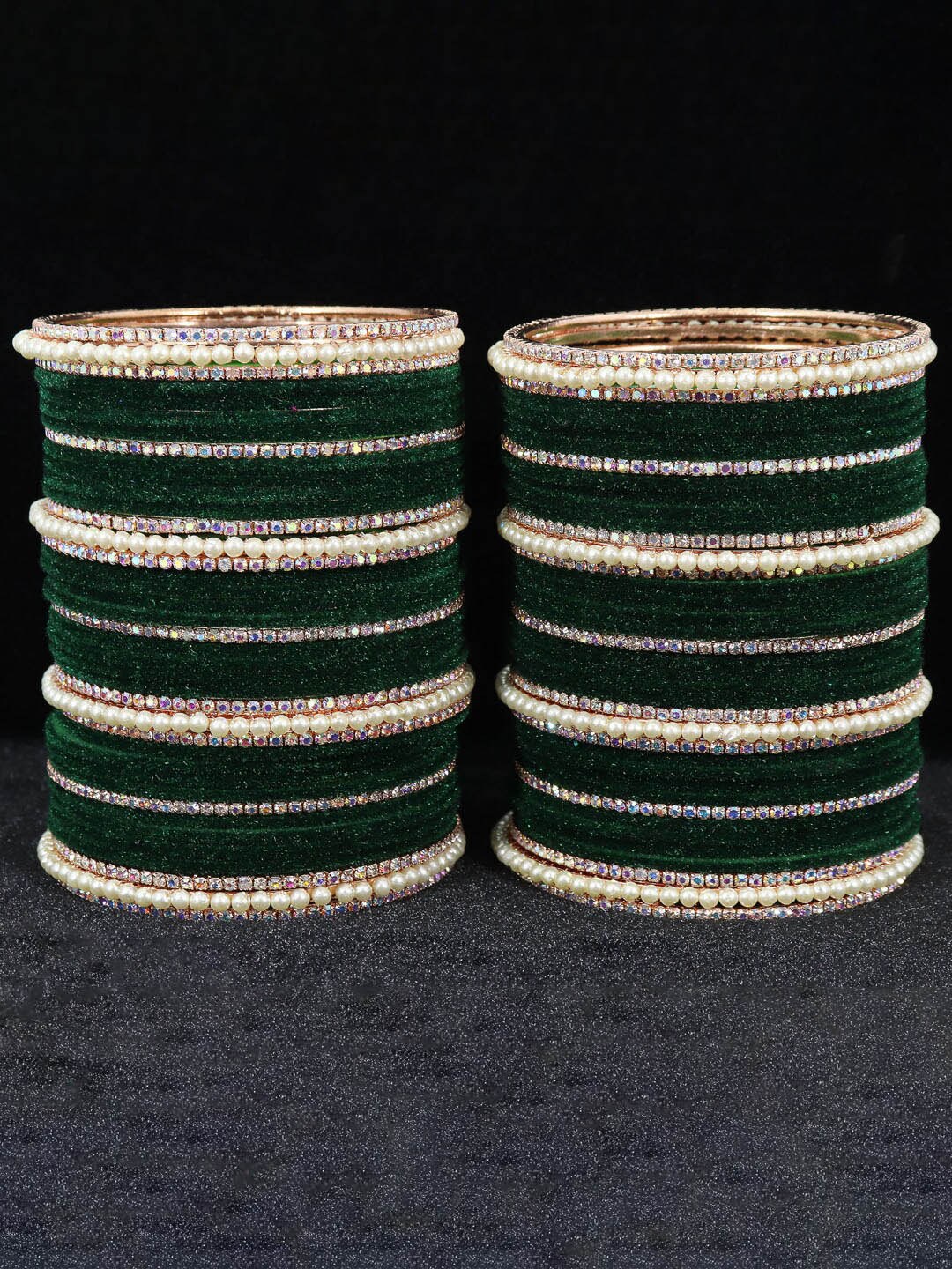 NMII Set Of 78 Stones-Studded Velvet Bangles