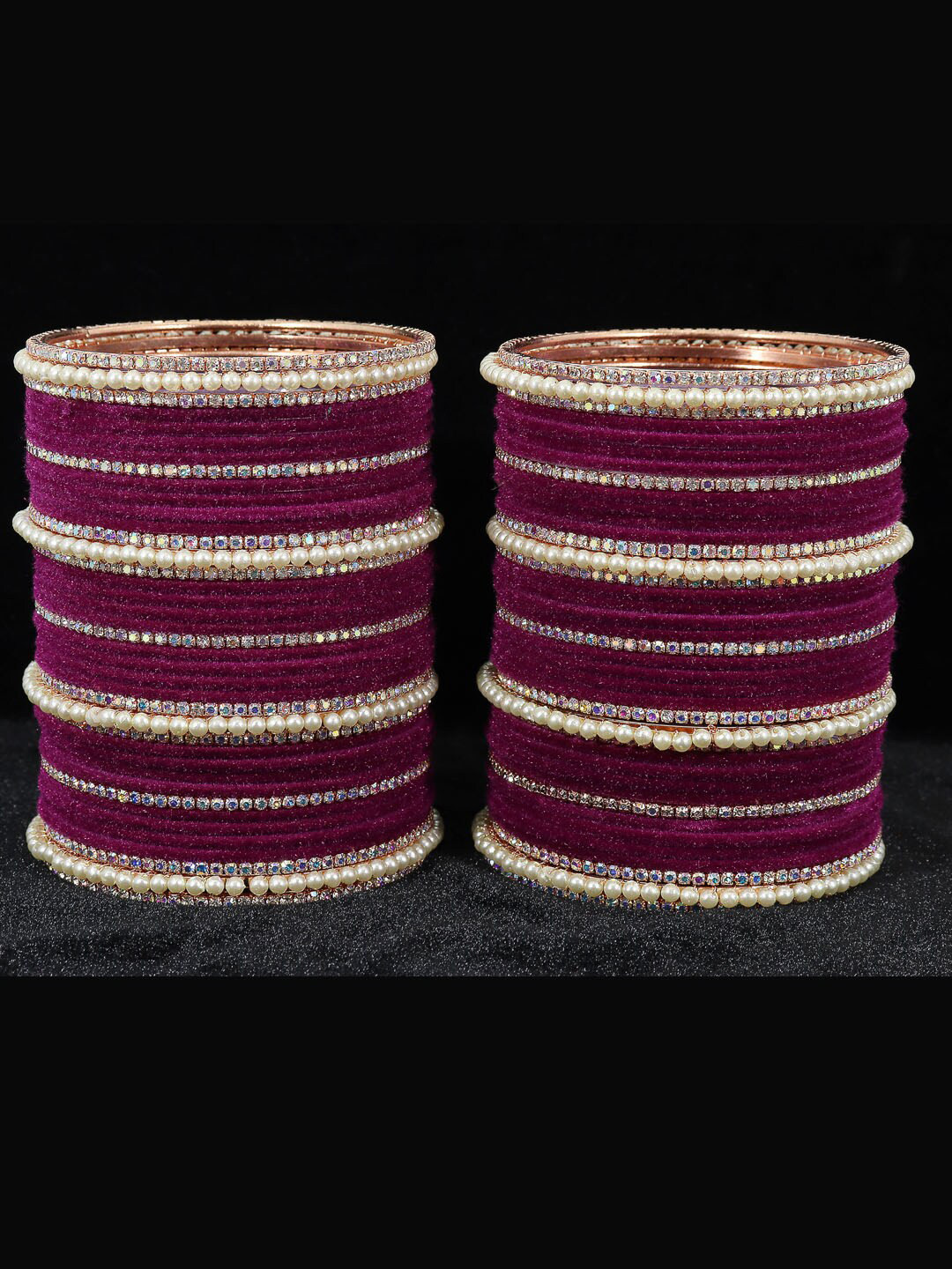NMII Set of 78 Velvet CZ-Studded Bangles
