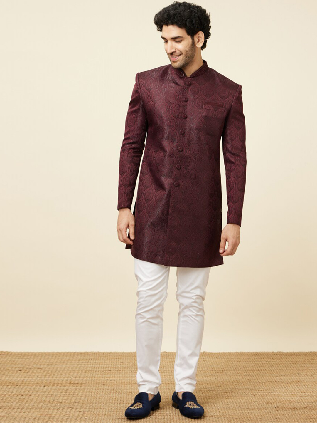 Manyavar Brocade Self Design Sherwani