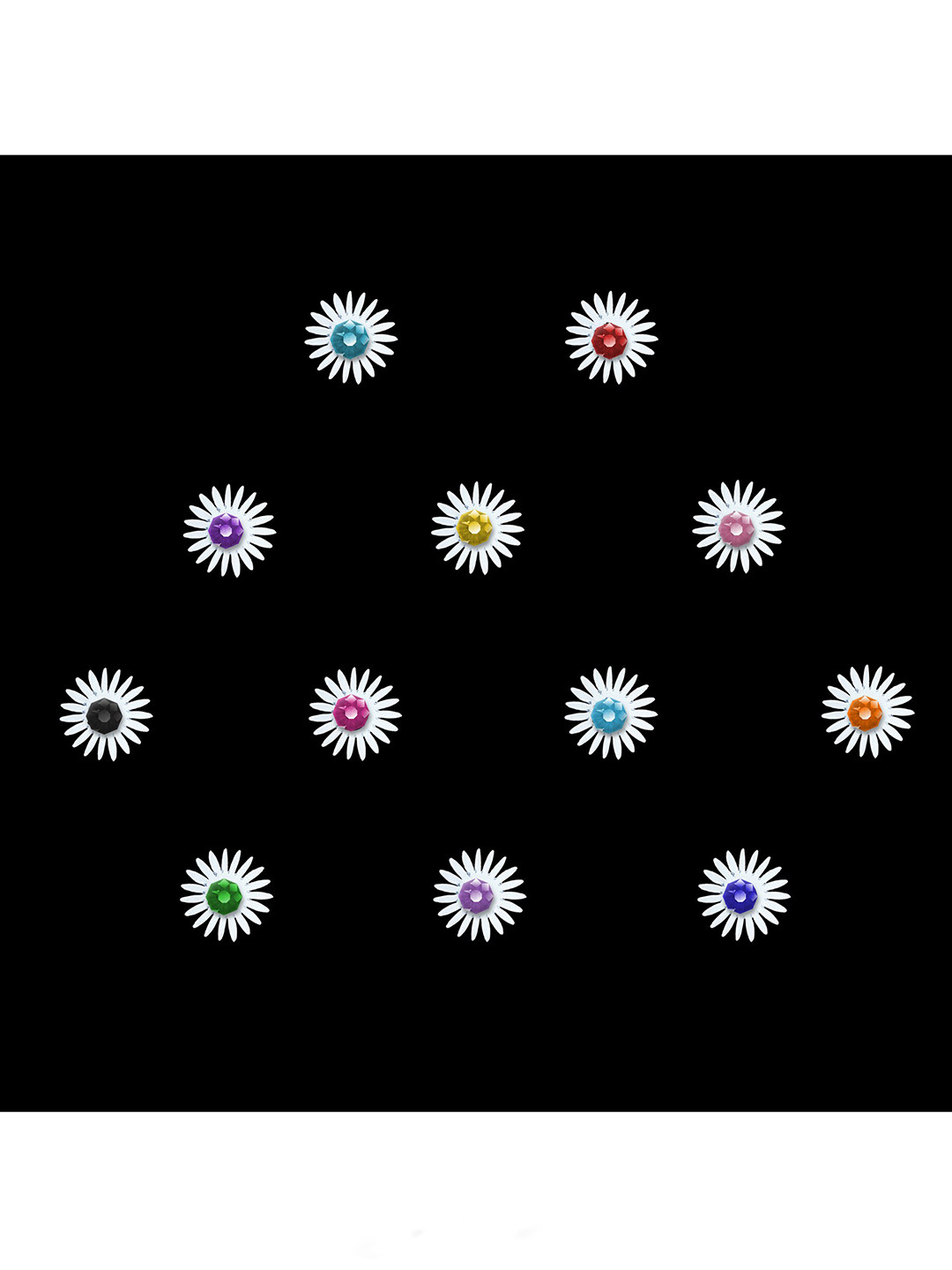 Comet Busters White Embellished Reusable Designer Stickers - 12 Pcs