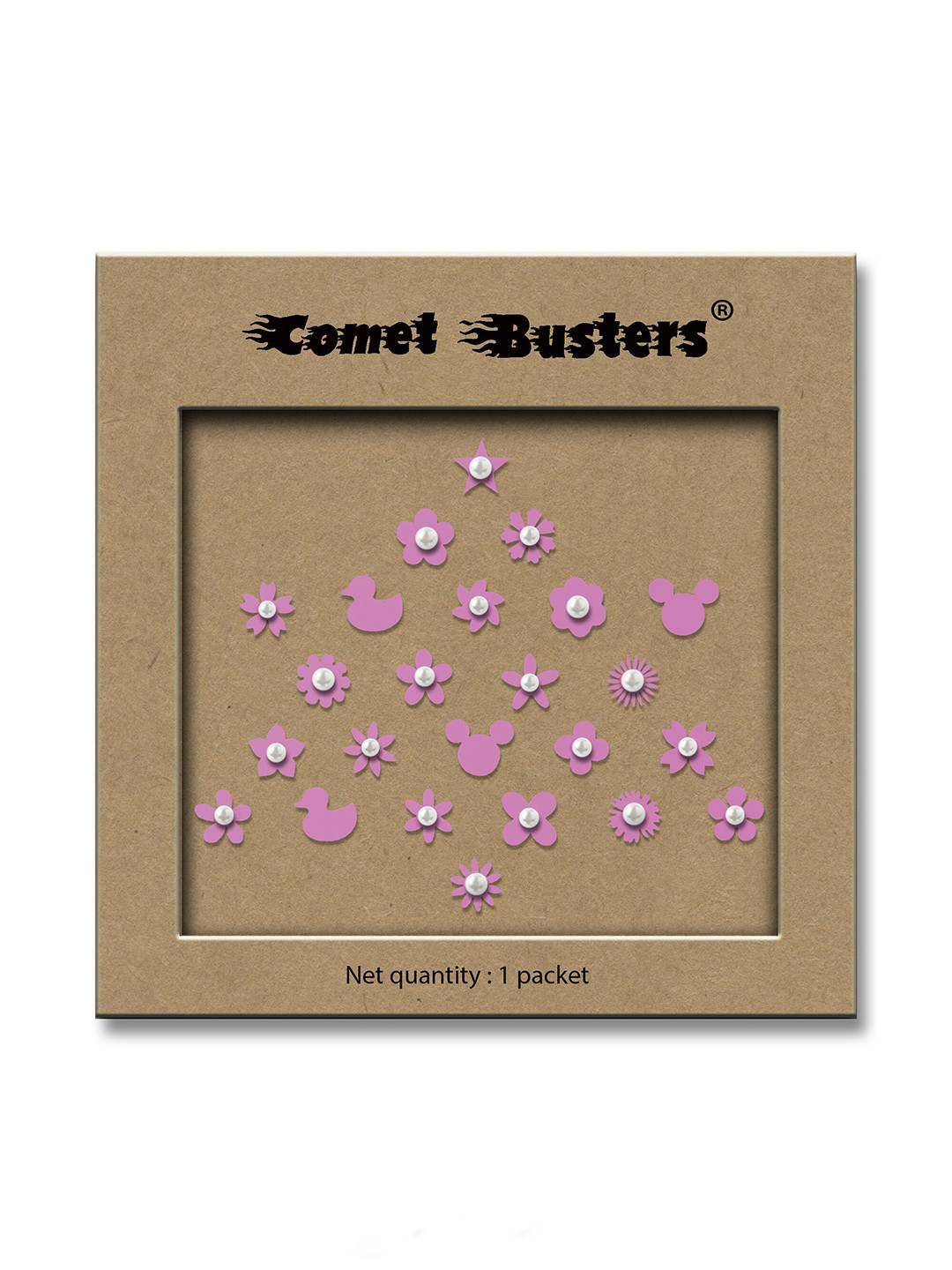 Comet Busters Pink Embellished Reusable Designer Stickers - 24 Pcs