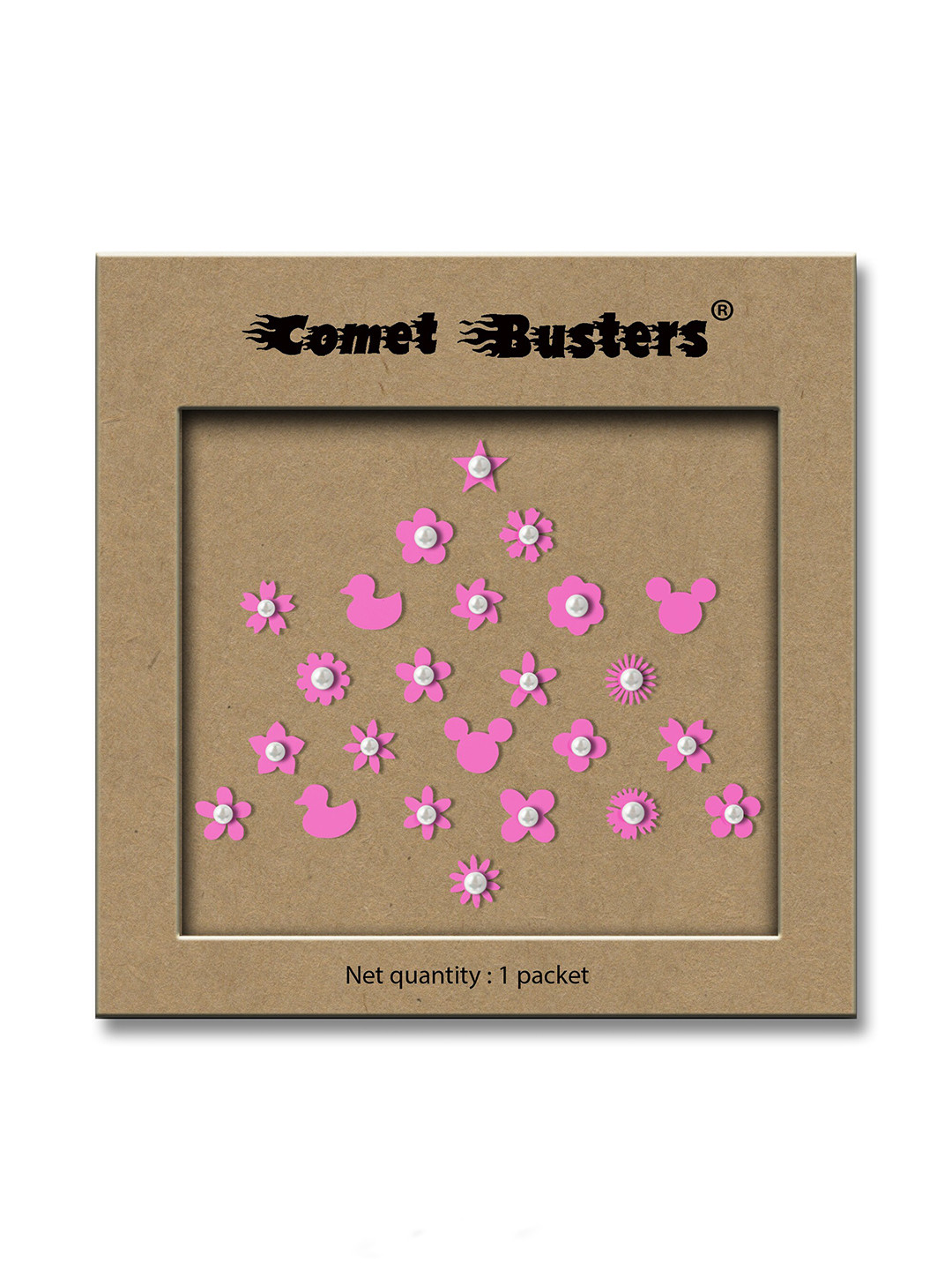 Comet Busters Pink Embellished Reusable Designer Stickers - 24 Pcs