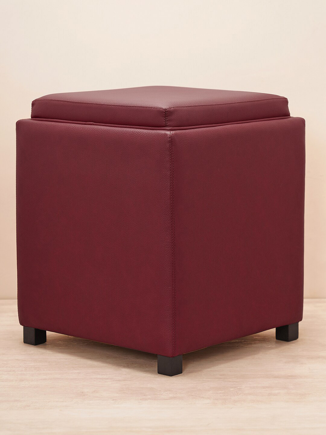 Pure Home and Living Red Faux Leather Pouffe With Storage Ottomans