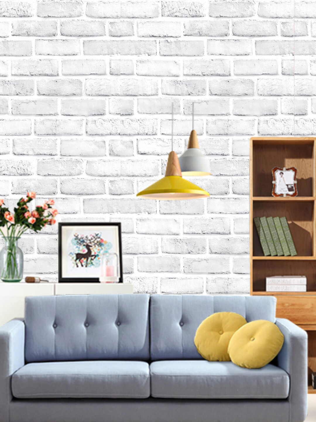 Jaamso Royals White Brick Vinyl Self Adhesive Wallpaper