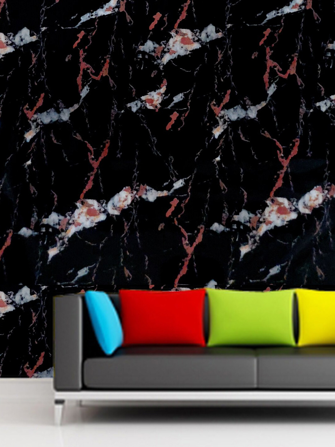 Jaamso Royals Black Abstract Print Self Adhesive Wallpaper