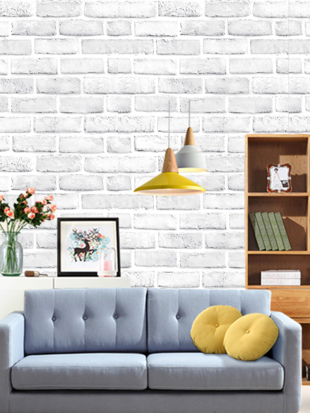 Jaamso Royals White Brick Vinyl Self Adhesive Wallpaper