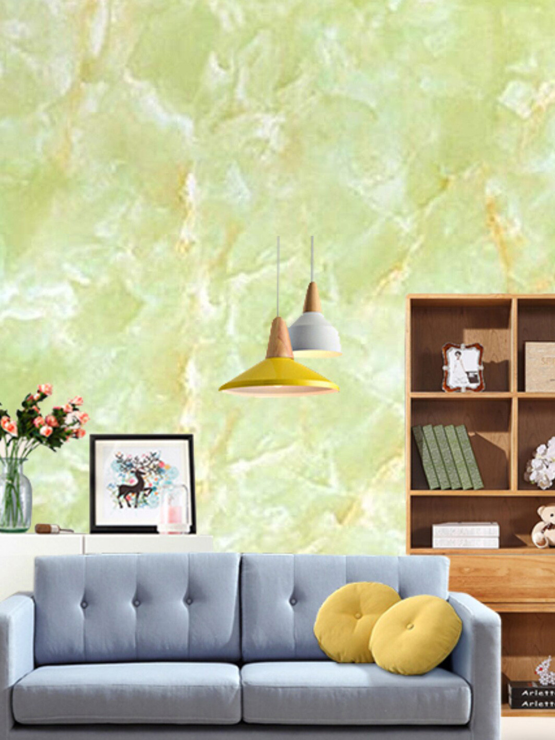 Jaamso Royals Light Green Marble Design Printed Vinyl Self Adhesive Wallpaper