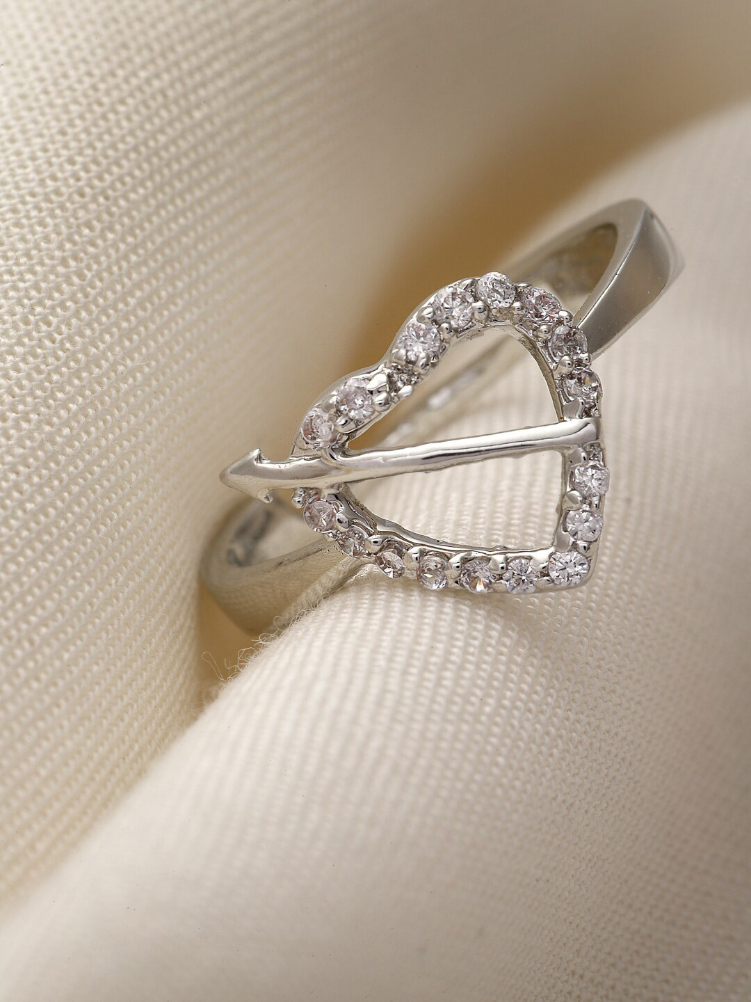 Pissara by Sukkhi Rhodium-Plated 925 Sterling Silver Cubic Zircinia Studded Finger Ring