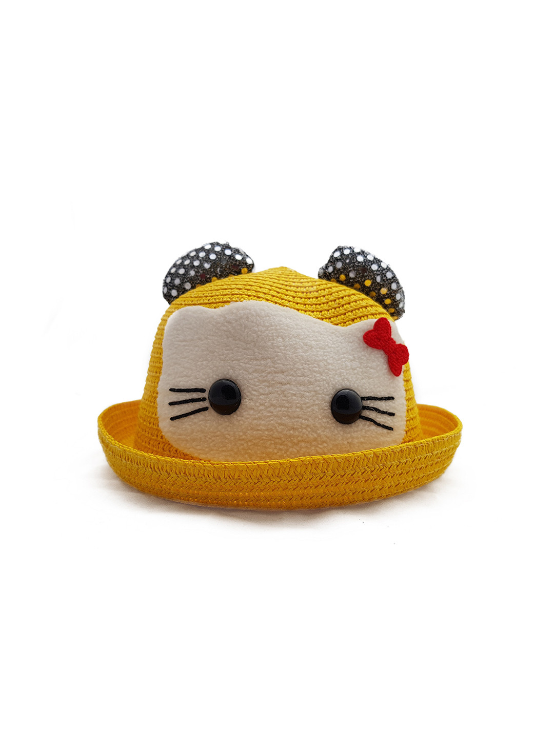 JENNA Girls Cat Applique Detail Straw Hat