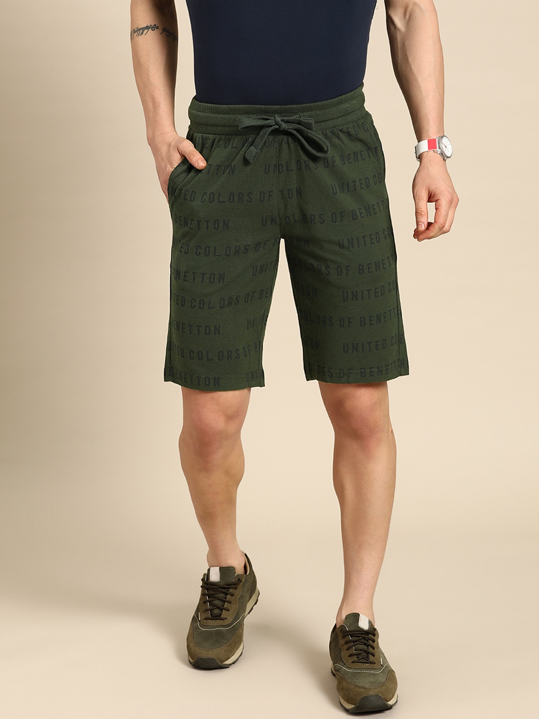 United Colors of Benetton Men Typography Printed Pure Cotton Shorts