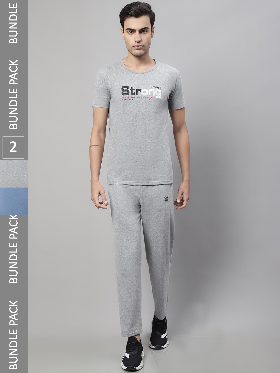 MACK JONNEY Pack Of 2 Printed T-shirt With Track Pants Sports Co-Ords Set