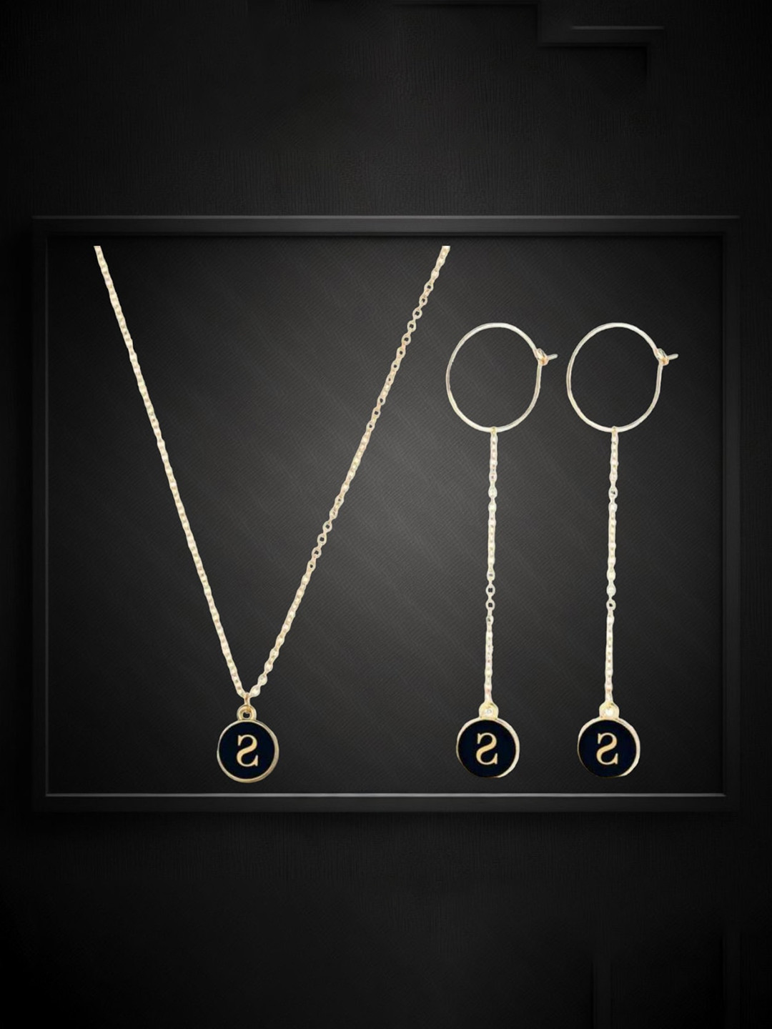 MYKI Gold-Plated Stainless Steel Pendant With Earrings