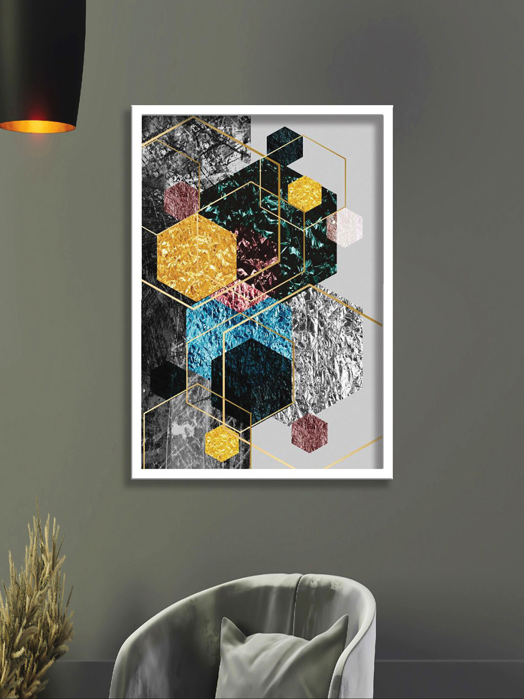 SAF Black & Grey Abstract Printed Framed Wall Art